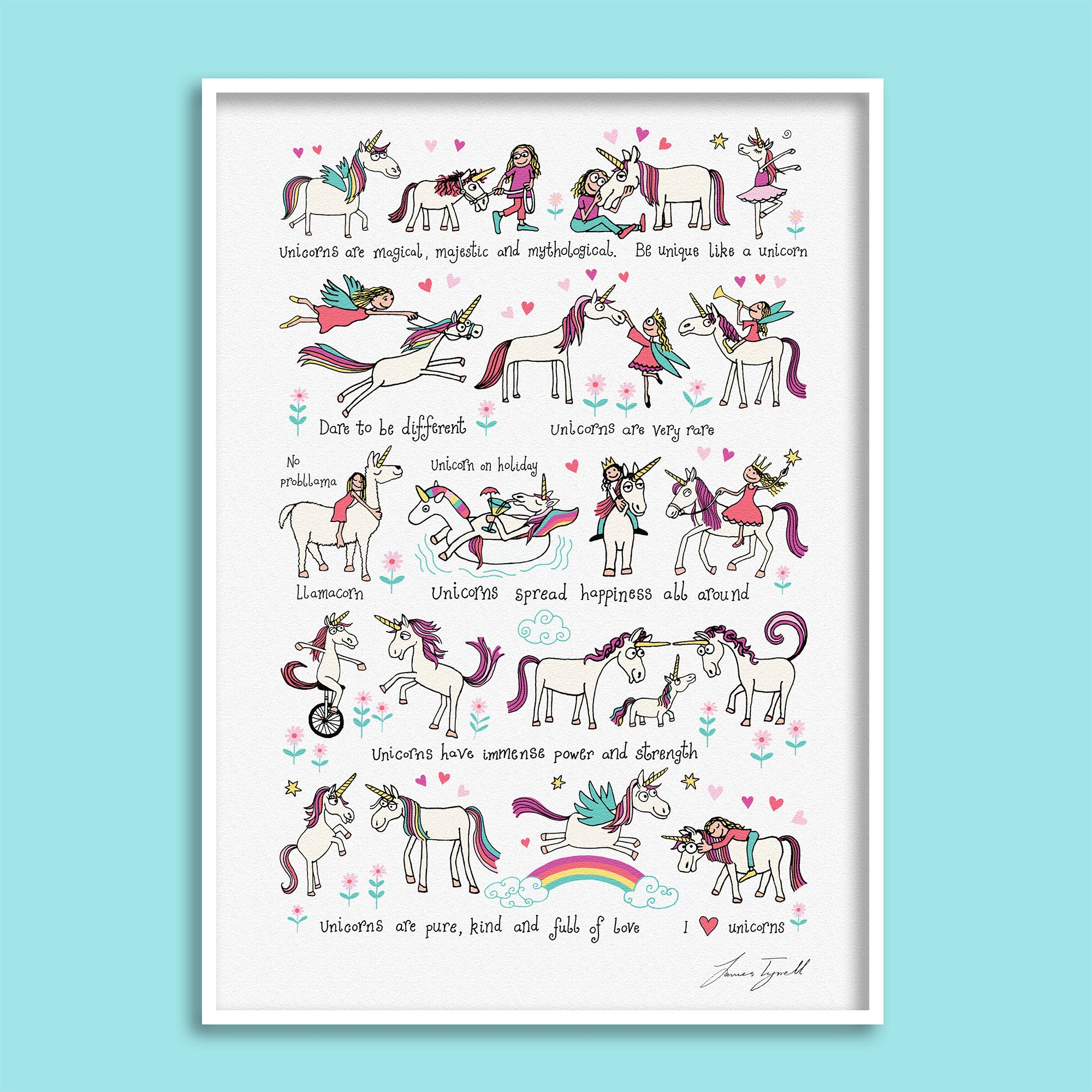 Unicorns A3 Wall Print